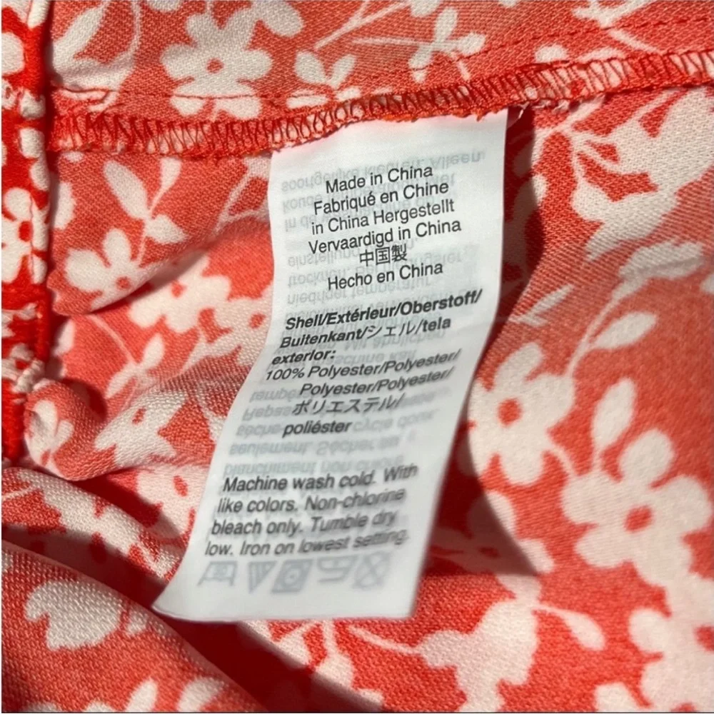 J.Crew Mercantile Floral Ruffle Tie‎ Waist Faux Wrap Mini Skirt Orange Women’s S
